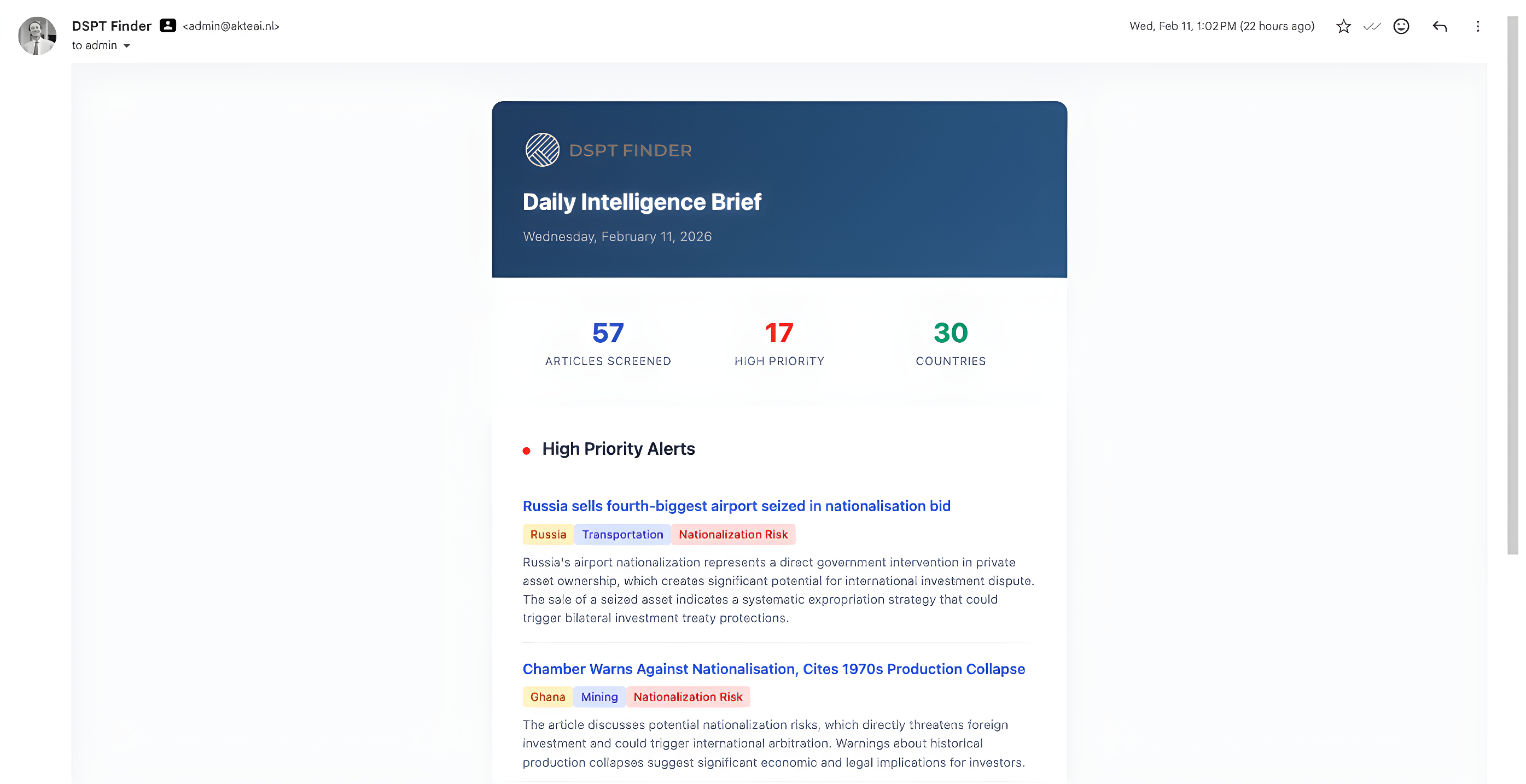 DSPT Finder Daily Email